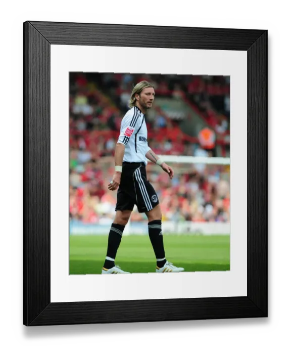 Framed Print : Robbie Savage Leads Derby in Championship Showdown at Ashton Gate against Bristol City, 2010