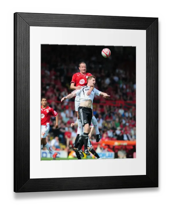 Framed Print : Bristol City vs Derby County: A Battle for Aerial Supremacy - Carey vs Porter, 2010 Championship Framed Print : Bristol City vs Derby County: A Battle for Aerial Supremacy - Carey vs Porter, 2010 Championship