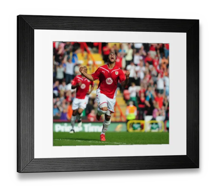 Framed Print : Bristol City's Nicky Maynard Celebrates His 20th Goal of the Season Against Derby County, Championship Match, Ashton Gate Stadium (24 / 04 / 2010) Framed Print : Bristol City's Nicky Maynard Celebrates His 20th Goal of the Season Against Derby County, Championship Match, Ashton Gate Stadium (24 / 04 / 2010)