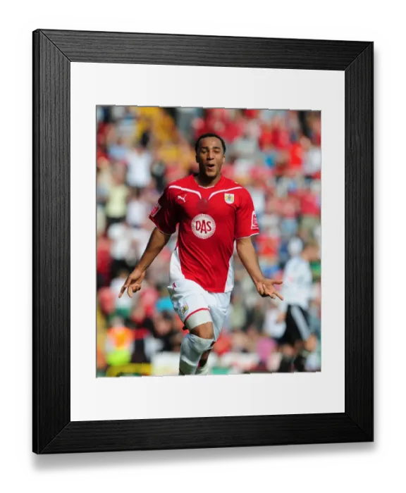 Framed Print : Nicky Maynard's Milestone Twenty-Goal Performance: Championship Showdown Between Bristol City and Derby County (24 / 04 / 2010)
