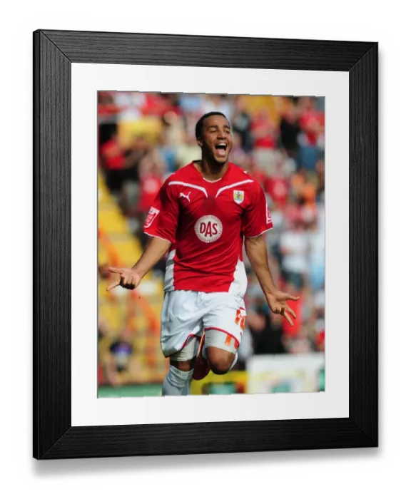 Framed Print : Thrilling Nicky Maynard Goal Celebration: Championship Winning Moment for Bristol City vs. Derby County (April 24, 2010)