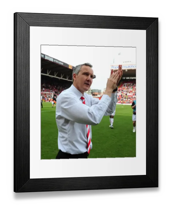Framed Print : Bristol City's Keith Millen Appreciates Fans Support After Derby County Match, April 2010 Framed Print : Bristol City's Keith Millen Appreciates Fans Support After Derby County Match, April 2010