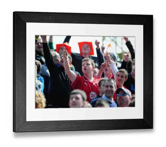 Framed Print : Bristol City Fans in Action at Blackpool's Bloomfield Road during the Championship Match, May 2010