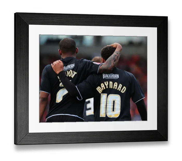 Framed Print : Goal Celebrations: Nicky Maynard and Marvin Elliott's Historic Moment as Bristol City Secures Championship Victory vs. Blackpool (02 / 05 / 2010) Framed Print : Goal Celebrations: Nicky Maynard and Marvin Elliott's Historic Moment as Bristol City Secures Championship Victory vs. Blackpool (02 / 05 / 2010)