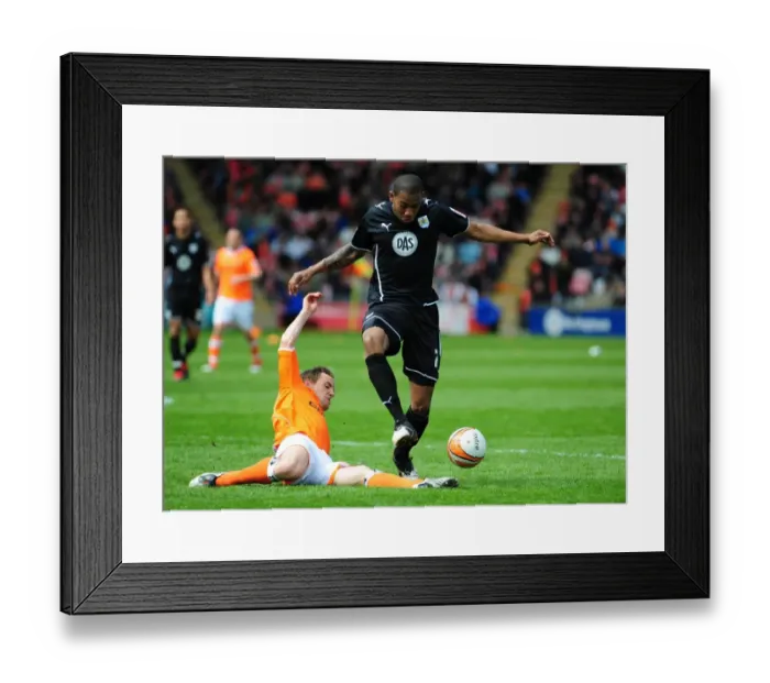 Framed Print : Intense Championship Showdown: Marvin Elliott vs. David Vaughan (Blackpool vs. Bristol City, 02 / 05 / 2010)