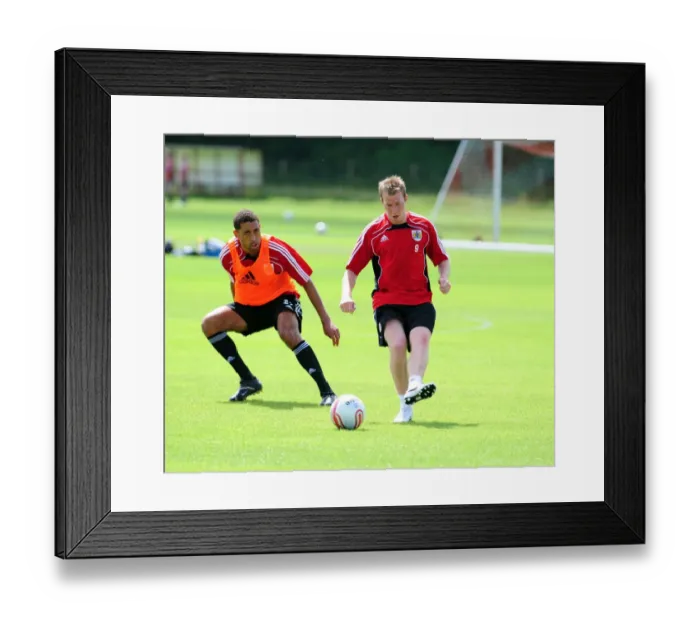 Framed Print : Bristol Citys David Clarkson shadowed by Bristol Citys Lewin Nyatanga Framed Print : Bristol Citys David Clarkson shadowed by Bristol Citys Lewin Nyatanga