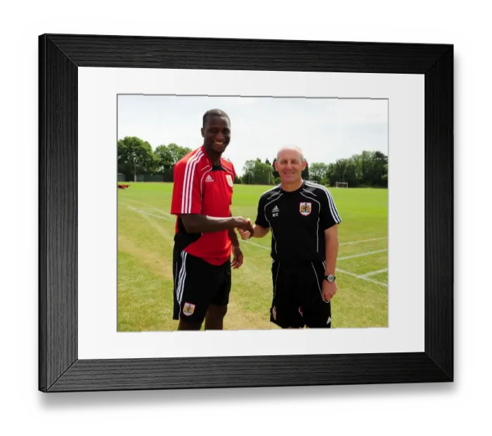 Framed Print : New Signing Kalifa Cisse Meets Manager Steve Coppell at Bristol City's Pre-Season Training Framed Print : New Signing Kalifa Cisse Meets Manager Steve Coppell at Bristol City's Pre-Season Training