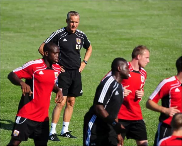 Bristol City Assistant Manager, Keith Millen watches the players in pre season training