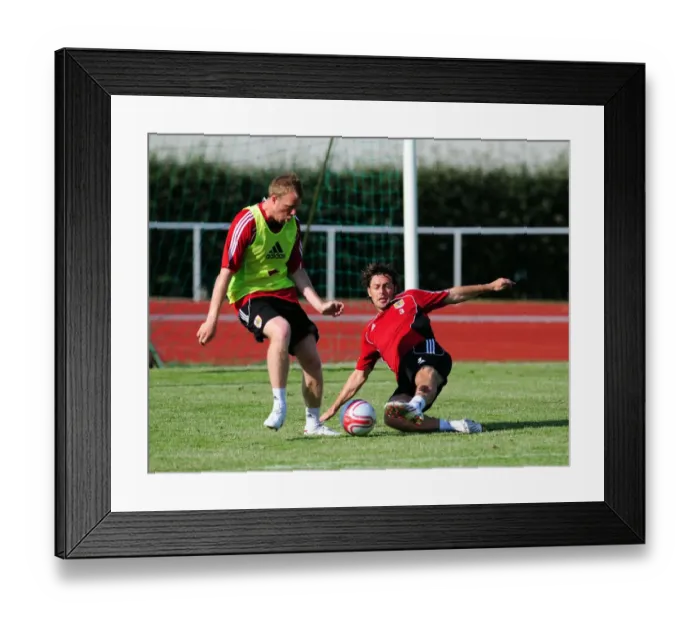 Framed Print : Bristol Citys Jamie McAllister battles for the ball with Bristol Citys David Clarkson