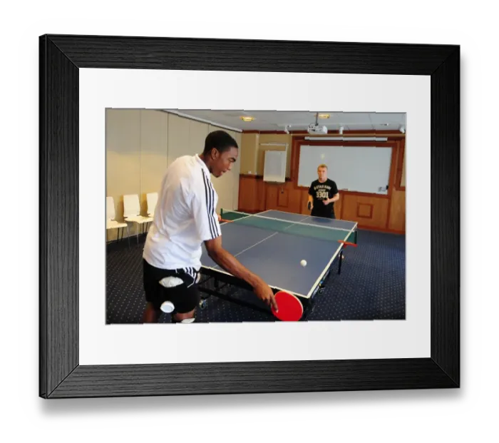 Framed Print : Bristol Citys Marlon Jackson plays table tennis with Bristol Citys Joe Lennox Framed Print : Bristol Citys Marlon Jackson plays table tennis with Bristol Citys Joe Lennox