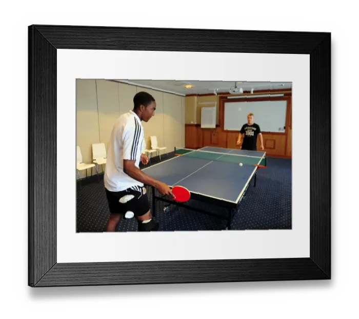 Framed Print : Bristol City Footballers Marlon Jackson and Joe Lennox: Table Tennis Training Framed Print : Bristol City Footballers Marlon Jackson and Joe Lennox: Table Tennis Training