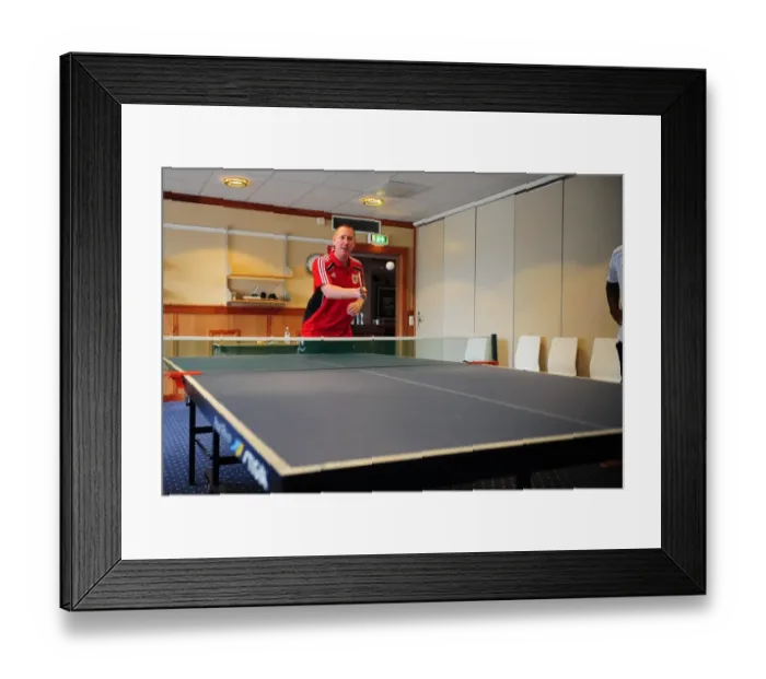 Framed Print : Bristol City Footballer Adam Baker in Table Tennis Training