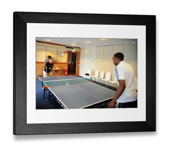 Framed Print : Bristol City Footballers Tommy Wallen and Marlon Jackson Engaged in a Table Tennis Training Session Framed Print : Bristol City Footballers Tommy Wallen and Marlon Jackson Engaged in a Table Tennis Training Session