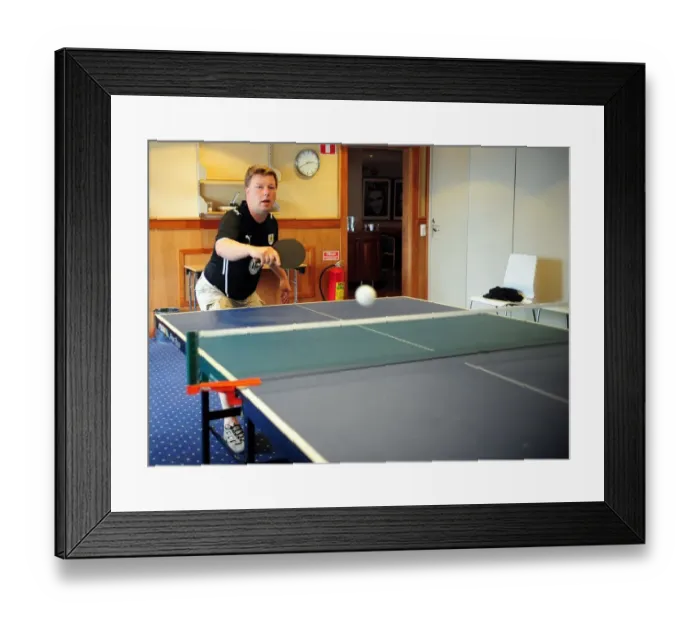 Framed Print : Tommy Wallen plays table tennis with Bristol Citys Marlon Jackson Framed Print : Tommy Wallen plays table tennis with Bristol Citys Marlon Jackson