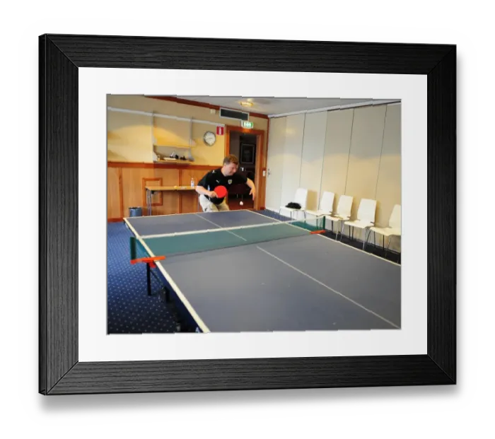 Framed Print : Bristol City Footballers: A Harmonious Rivalry on the Table Tennis Table - Tommy Wallen and Marlon Jackson Train Together