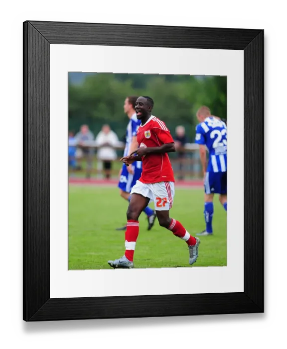 Framed Print : Adomah's Euphoric Goal Celebration: IFK Gothenburg vs. Bristol City Framed Print : Adomah's Euphoric Goal Celebration: IFK Gothenburg vs. Bristol City
