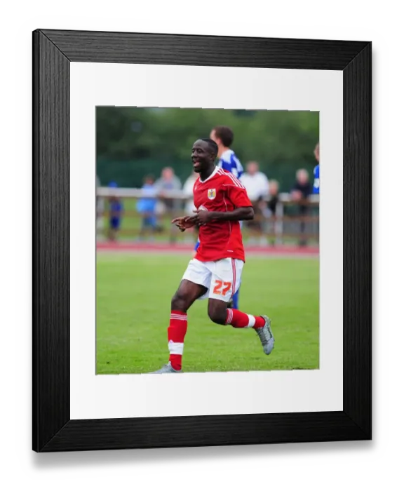 Framed Print : Adomah's Euphoric Goal Celebration: IFK Gothenburg vs. Bristol City Framed Print : Adomah's Euphoric Goal Celebration: IFK Gothenburg vs. Bristol City