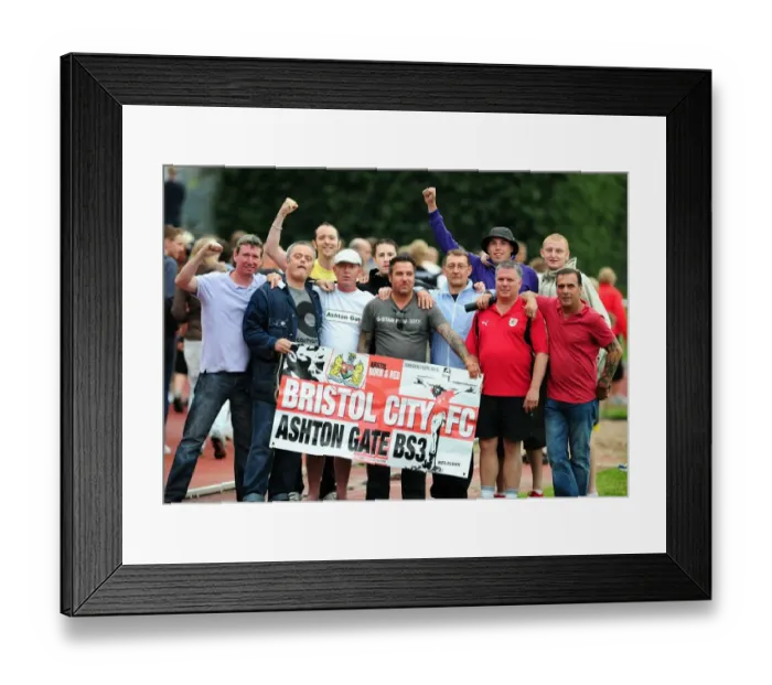 Framed Print : Bristol City Fans Unwavering Passion: Cheering at IFK Gothenburg Match Framed Print : Bristol City Fans Unwavering Passion: Cheering at IFK Gothenburg Match