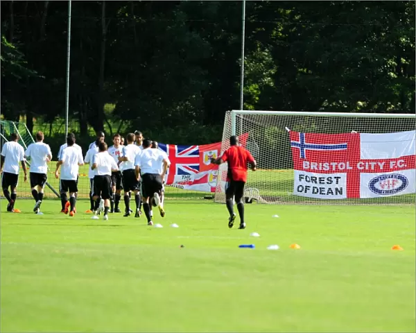Bristol City warm up prior to their game with Helsinborgs IF