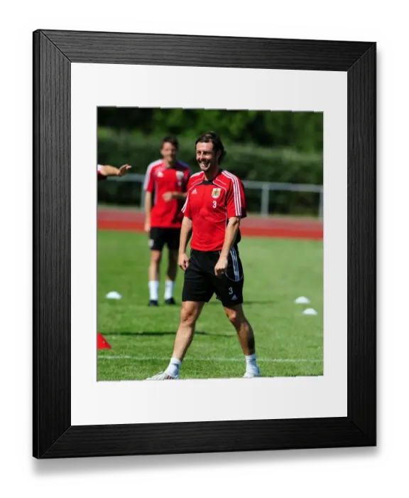 Framed Print : Jamie McAllister: Unwavering Concentration during Bristol City FC Training