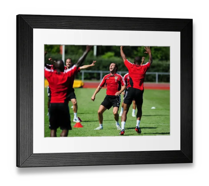Framed Print : Bristol Citys Jamie McAllister celebrates with team mates