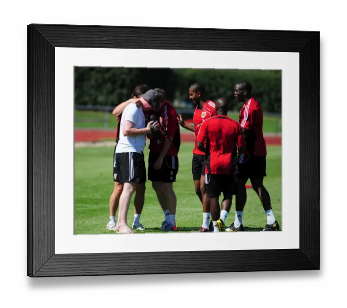 Framed Print : Bristol Citys Jamie McAllister and Bristol Citys David Clarkson watch a reply Framed Print : Bristol Citys Jamie McAllister and Bristol Citys David Clarkson watch a reply