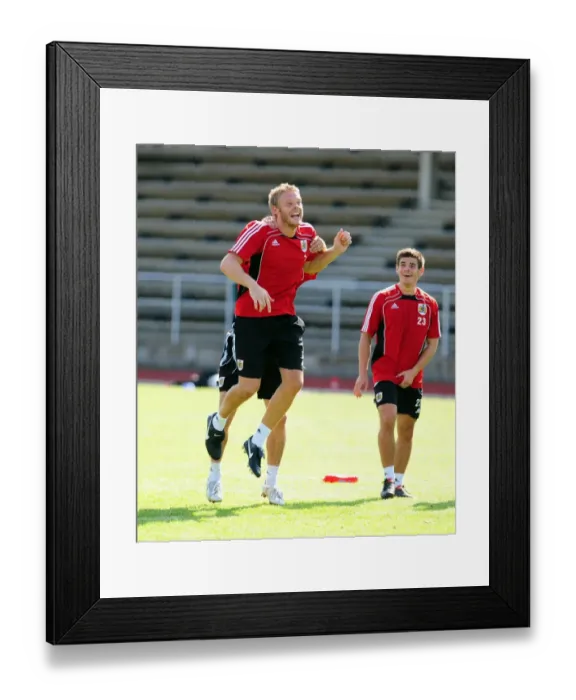 Framed Print : Dramatic Save: Dean Gerken Claims Victory in Bristol City FC Goalkeeper Training Competition
