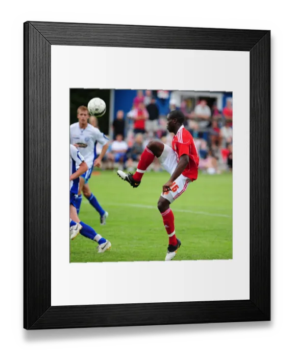 Framed Print : Bristol Citys John Akinde lobs the keeper but his effort is cleared off the line Framed Print : Bristol Citys John Akinde lobs the keeper but his effort is cleared off the line