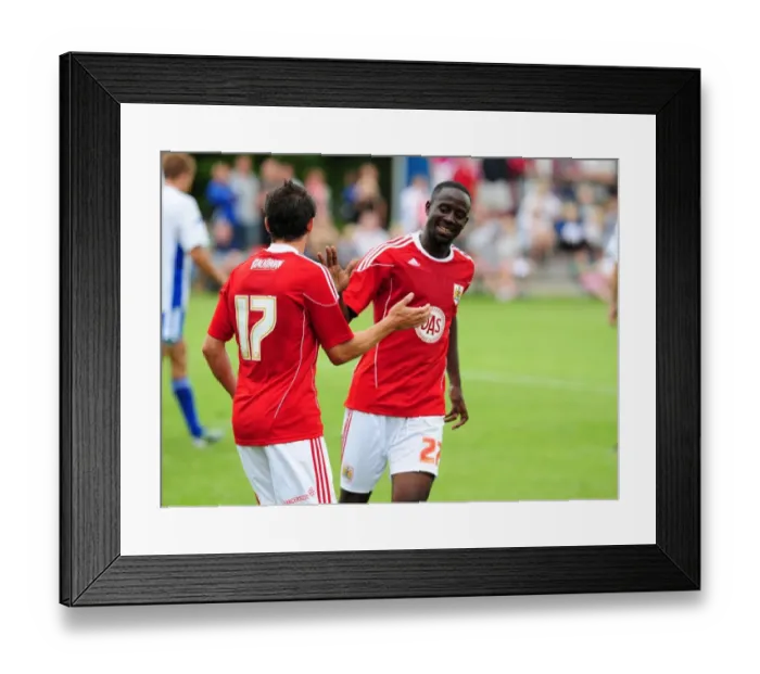 Framed Print : GOAL CELEBRATIONS for Bristol Citys Ivan Sproule and Bristol Citys Albert Adomah