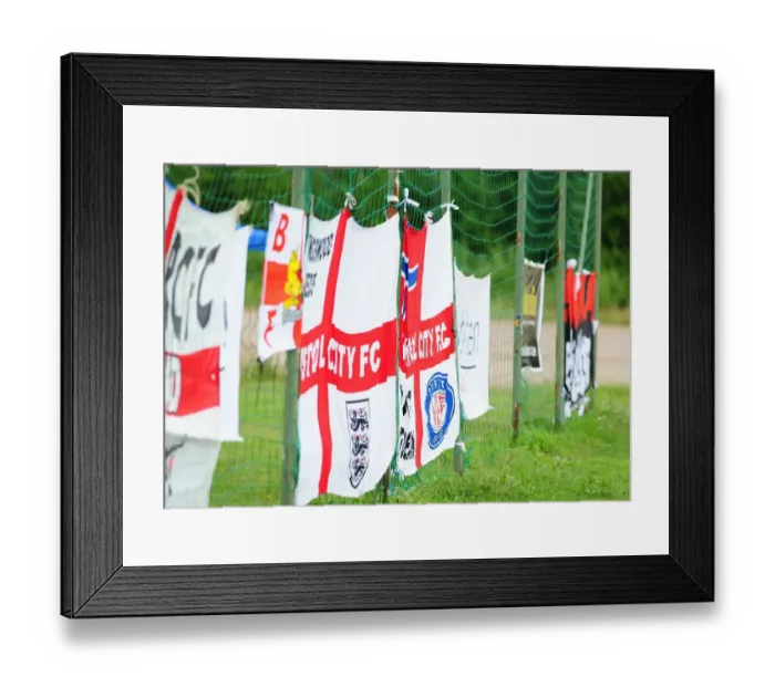 Framed Print : Bristol City Fans and Flags in Sweden
