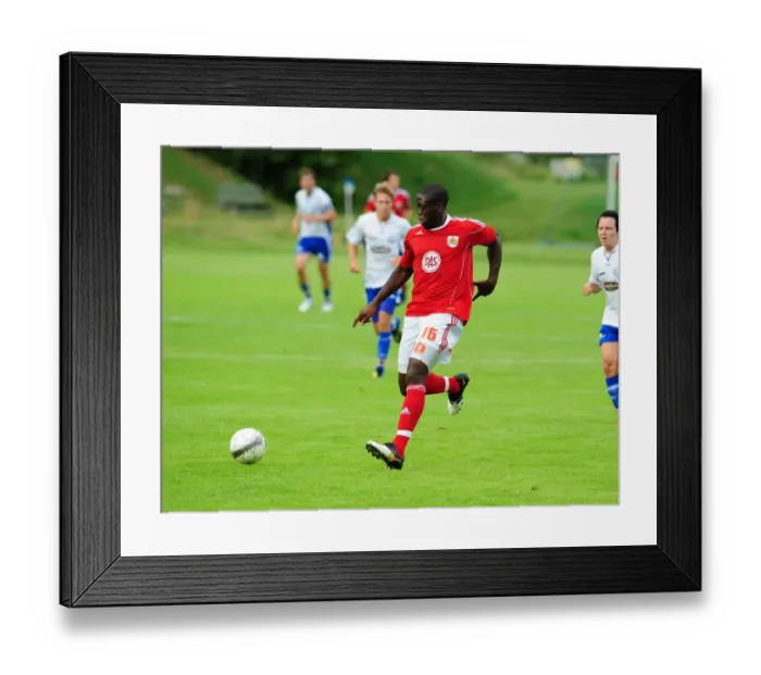 Framed Print : John Akinde in Action: Vallens IF vs. Bristol City