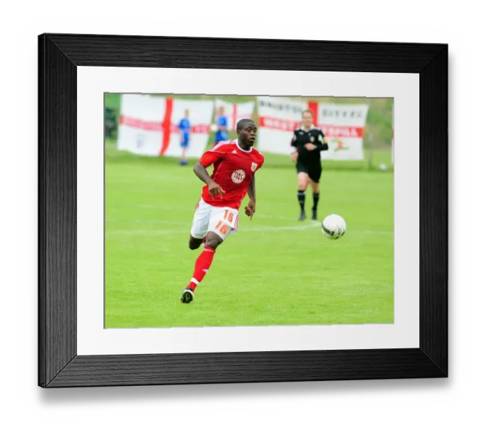 Framed Print : John Akinde in Action: Vallens IF vs. Bristol City