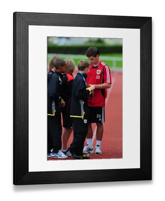 Framed Print : Bristol Citys Joe Edwards signs autographs
