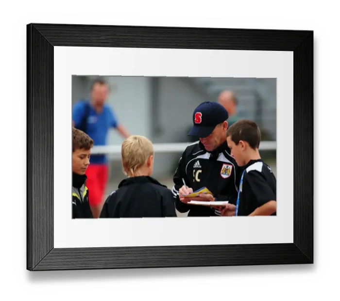 Framed Print : Steve Coppell Connects with Future Stars: Autograph Signing Session at Bristol City Football Club Academy
