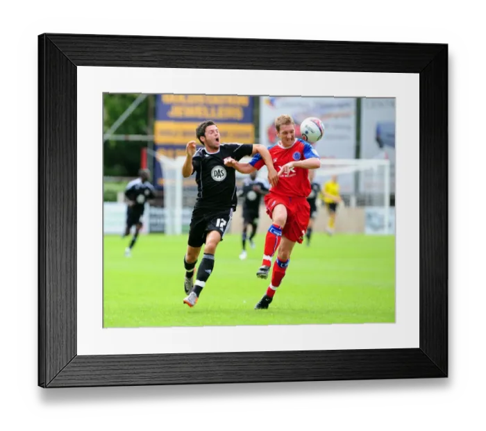 Framed Print : Bristol Citys Ivan Sproule battles for the ball with Aldershots Jamie Vincent Framed Print : Bristol Citys Ivan Sproule battles for the ball with Aldershots Jamie Vincent