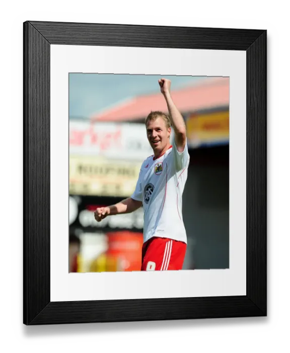 Framed Print : Bristol City's David Clarkson: The Moment of Triumph - Championship-Winning Goal vs. Blackpool (2010) Framed Print : Bristol City's David Clarkson: The Moment of Triumph - Championship-Winning Goal vs. Blackpool (2010)