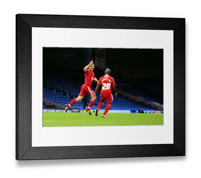 Framed Print : Jamie McAllister's Euphoric Goal Celebration: Southend United vs. Bristol City, Carling Cup 2010