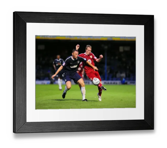 Framed Print : David Clarkson vs Graham Coughlan: Battle for the Carling Cup Ball at Roots Hall Stadium (Southend United vs Bristol City, 10 / 08 / 2010)