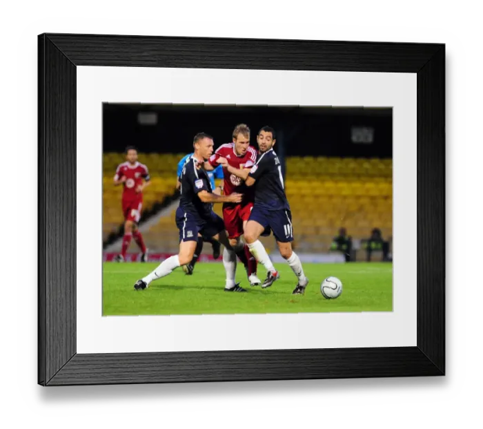 Framed Print : Clash at Roots Hall: David Clarkson of Bristol City Fights for Possession against Graham Coughlan and Sofiene Zaaboub of Southend United in the Carling Cup Framed Print : Clash at Roots Hall: David Clarkson of Bristol City Fights for Possession against Graham Coughlan and Sofiene Zaaboub of Southend United in the Carling Cup