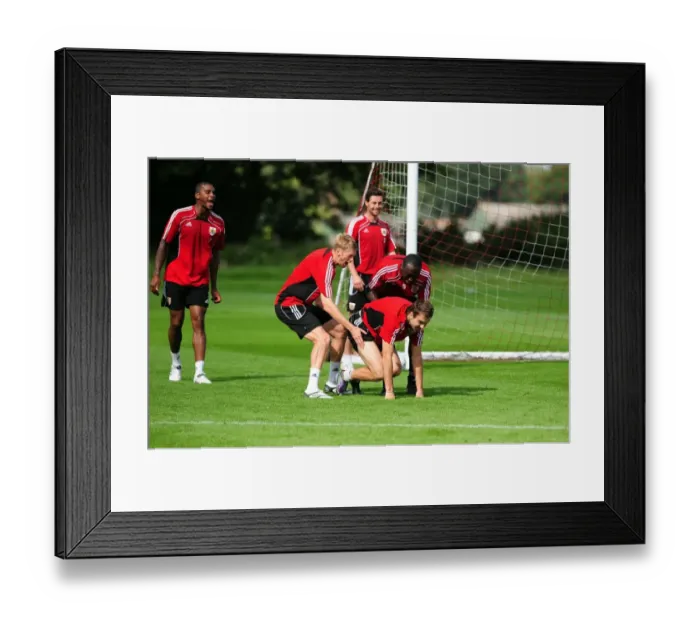 Framed Print : Bristol City First Team: Gearing Up for Season 10-11 - Training Session on September 9, 2010