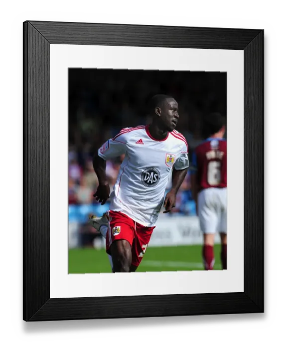 Framed Print : Euphoria Unleashed: Albert Adomah's Thrilling Goal Celebration for Bristol City vs. Scunthorpe United (Championship 2010) Framed Print : Euphoria Unleashed: Albert Adomah's Thrilling Goal Celebration for Bristol City vs. Scunthorpe United (Championship 2010)