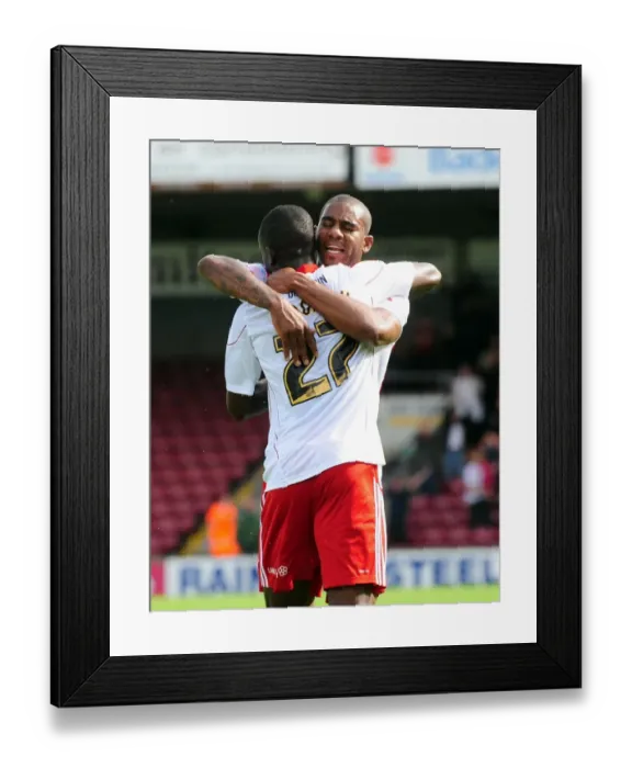 Framed Print : Adomah and Elliott Celebrate Bristol City's Goal: Scunthorpe United vs. Bristol City, Championship 2010 Framed Print : Adomah and Elliott Celebrate Bristol City's Goal: Scunthorpe United vs. Bristol City, Championship 2010