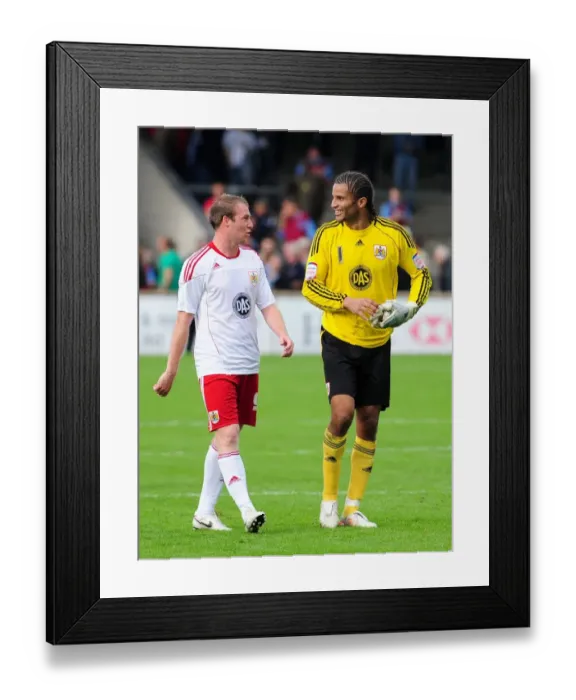 Framed Print : David James and David Clarkson: Celebrating Bristol City's Victory Against Scunthorpe United (11-09-2010) Framed Print : David James and David Clarkson: Celebrating Bristol City's Victory Against Scunthorpe United (11-09-2010)
