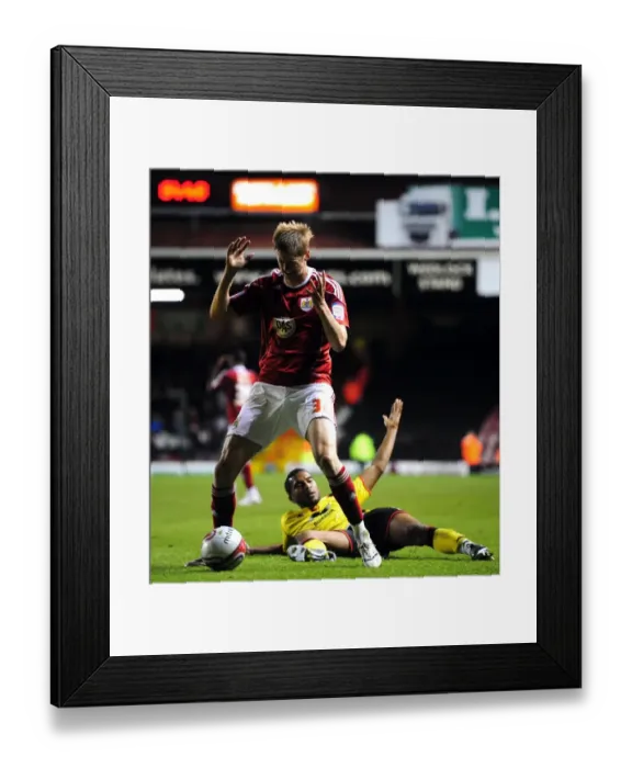 Framed Print : Bristol City's Jon Stead Displays Frustration Against Watford in Championship Match Framed Print : Bristol City's Jon Stead Displays Frustration Against Watford in Championship Match