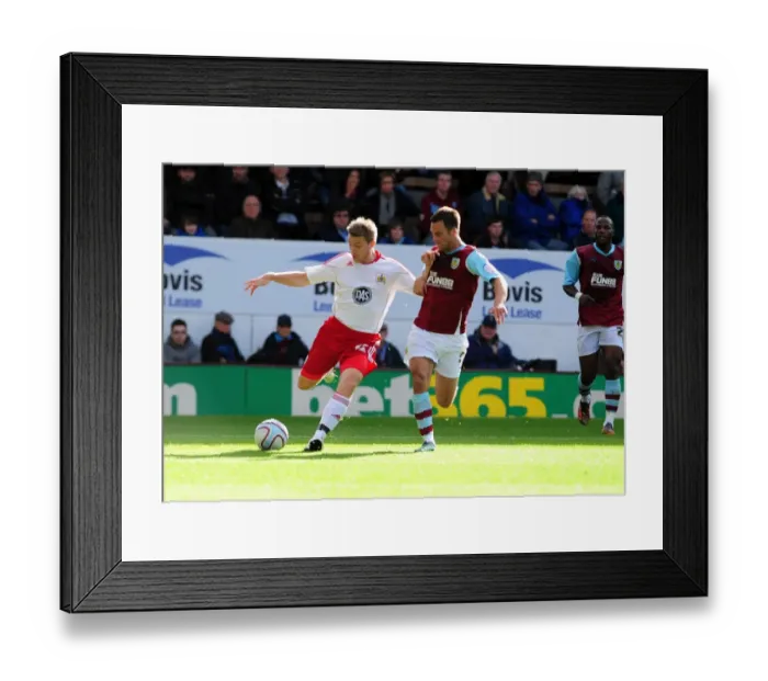 Framed Print : Battling for Supremacy: Ribeiro vs. Fox in the Burnley vs. Bristol City Championship Clash, 2010 Framed Print : Battling for Supremacy: Ribeiro vs. Fox in the Burnley vs. Bristol City Championship Clash, 2010