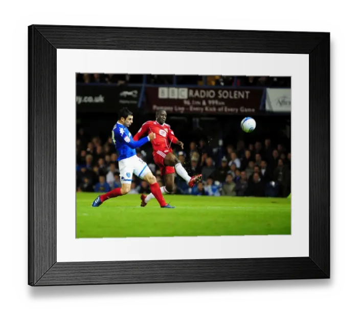 Framed Print : Adomah's Shot Save: Portsmouth vs. Bristol City, Championship 2010