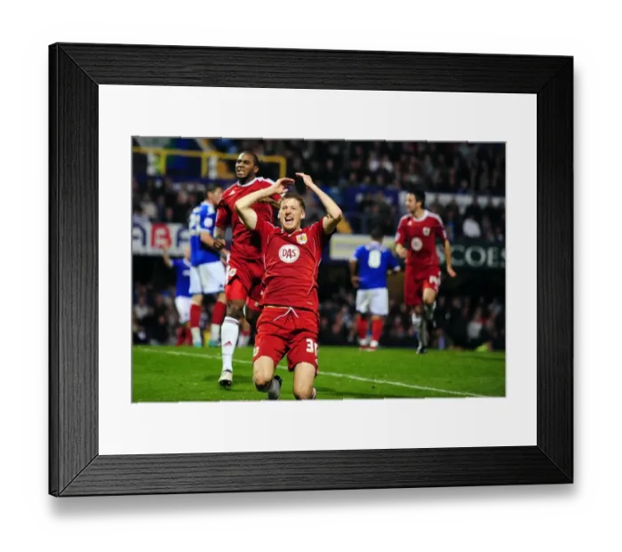 Framed Print : Euphoric Jon Stead: Championship-Winning Goal Celebration vs. Portsmouth (Sept. 25, 2010)