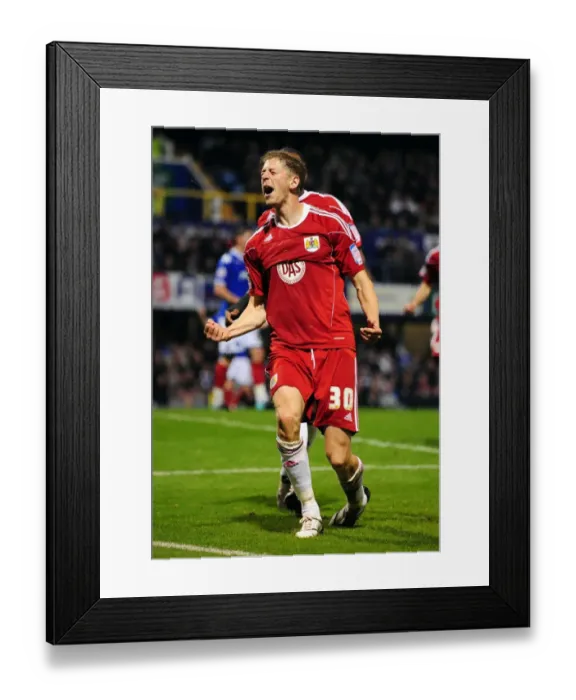 Framed Print : Bristol City's Jon Stead: Euphoric Goal Celebration Secures Championship Victory over Portsmouth (September 2010) Framed Print : Bristol City's Jon Stead: Euphoric Goal Celebration Secures Championship Victory over Portsmouth (September 2010)