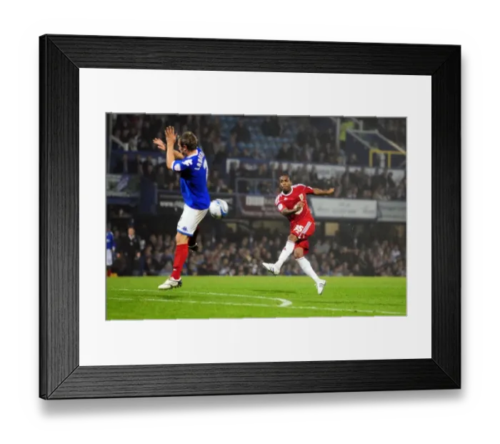 Framed Print : Blocked Shot: Danny Rose vs. Liam Lawrence in Portsmouth vs. Bristol City Championship Clash (September 2010)