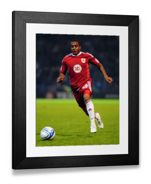 Framed Print : Danny Rose in Action: Championship Showdown at Fratton Park - Portsmouth vs. Bristol City, 2010